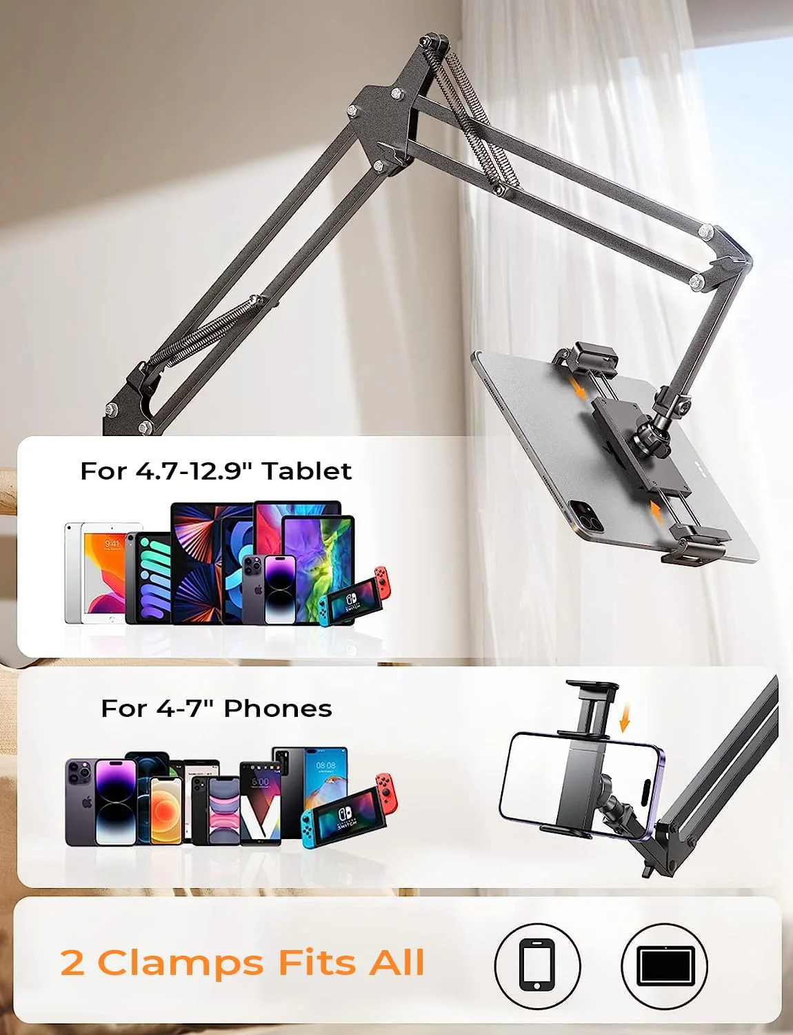 Lisen 2 Clamps Tablet Phone Stand for Desk - Image 3