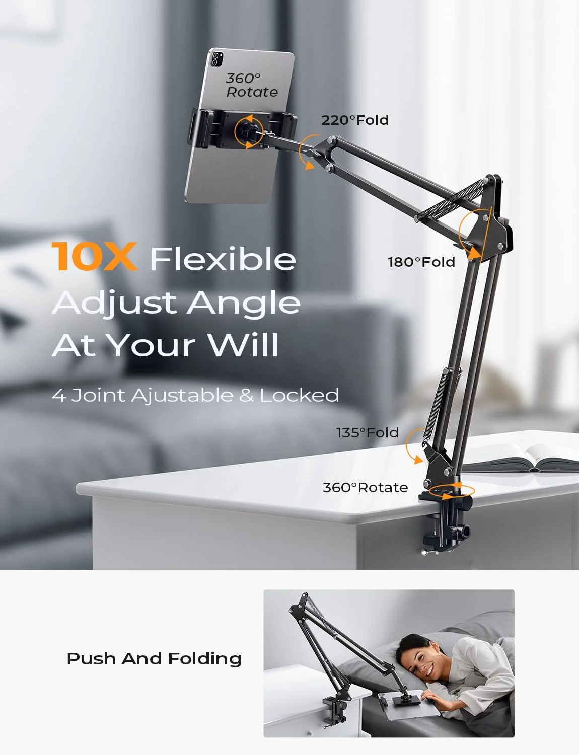 Lisen 2 Clamps Tablet Phone Stand for Desk - Image 6