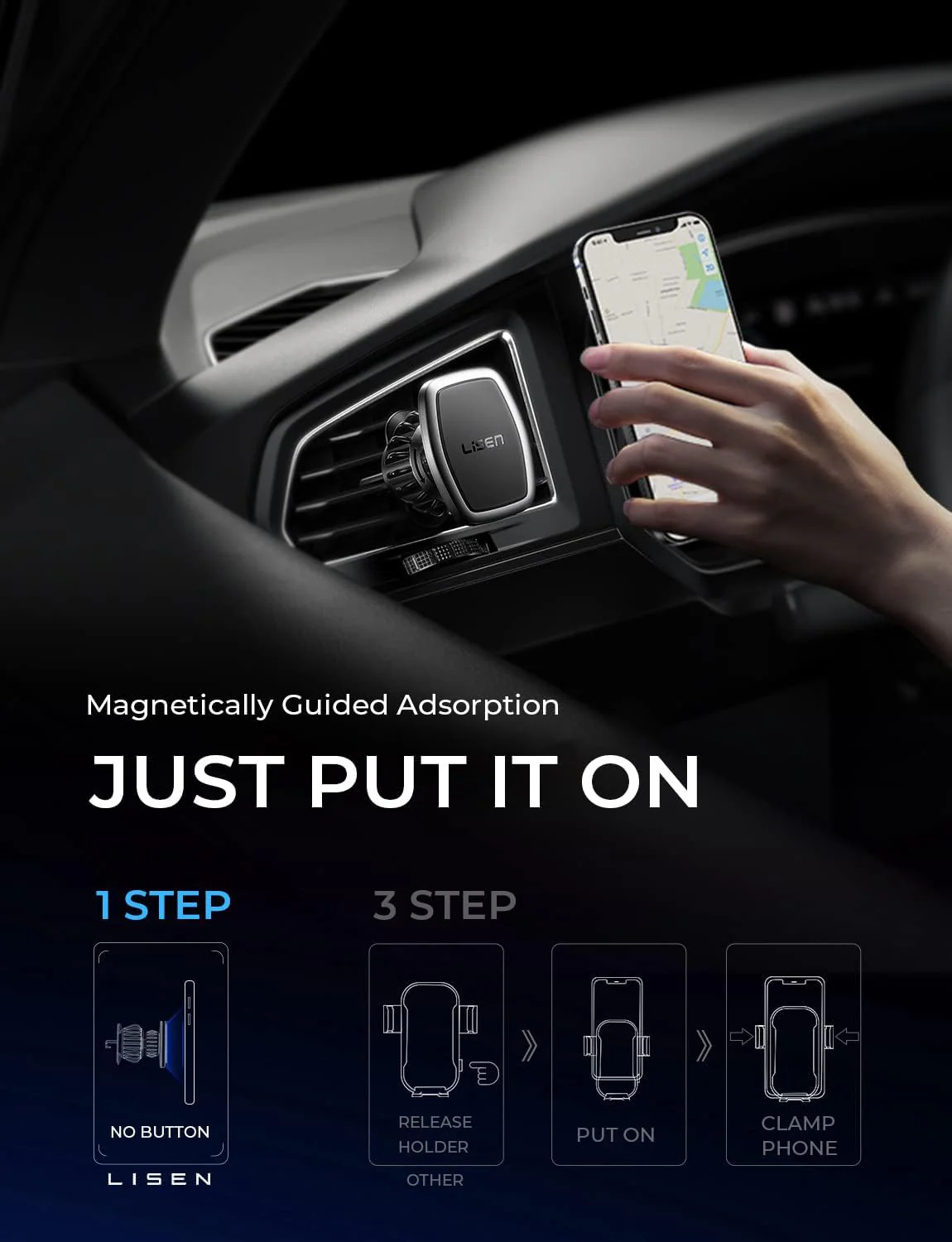 Lisen 2-Pack Magnetic Car Phone Holder - Image 4