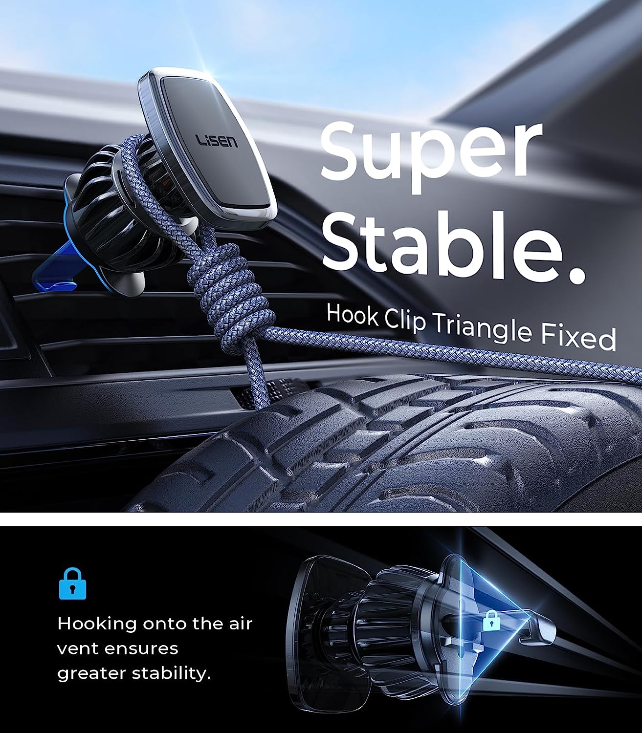 Lisen 2-Pack Magnetic Car Phone Holder - Image 6