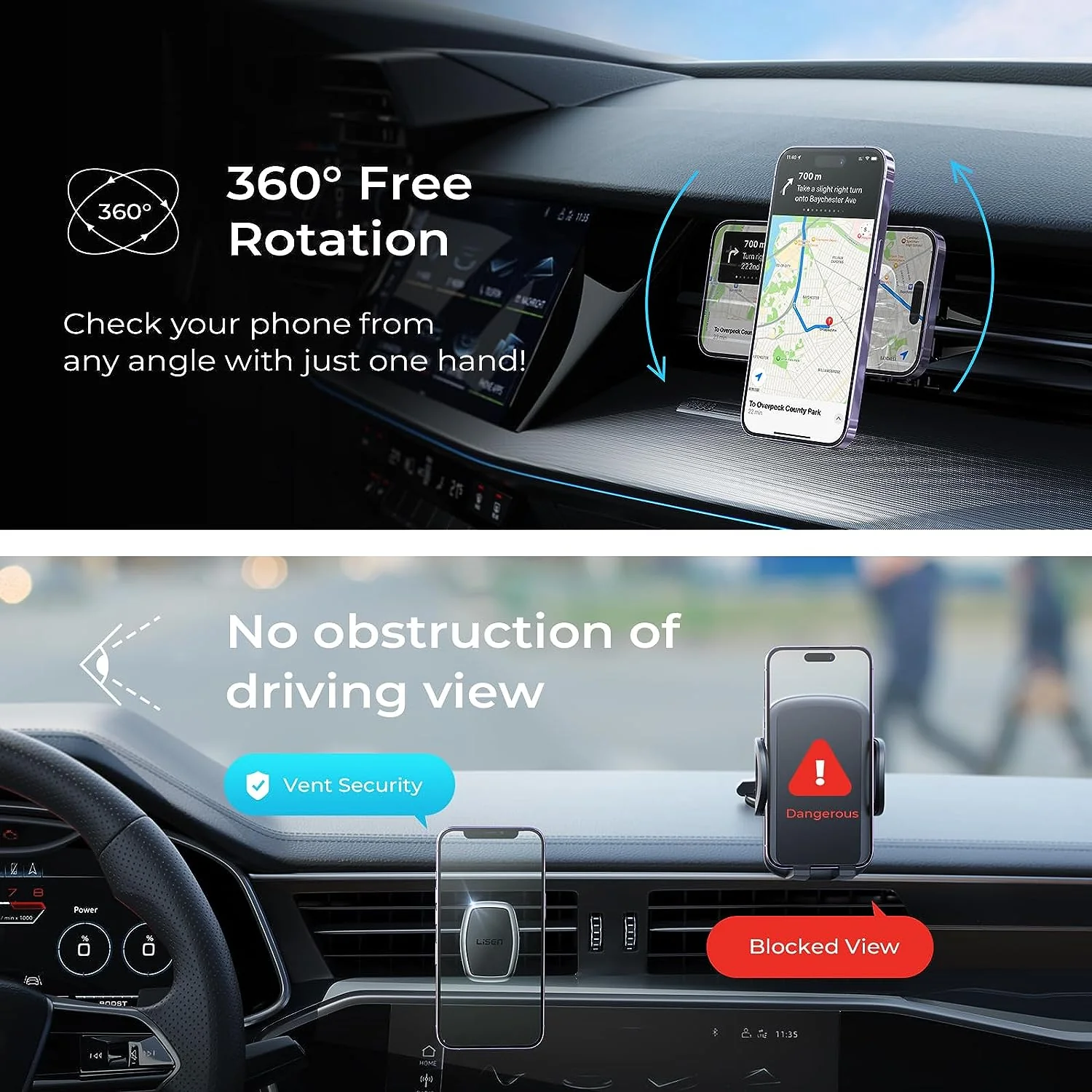 Lisen 2-Pack Magnetic Car Phone Holder - Image 8