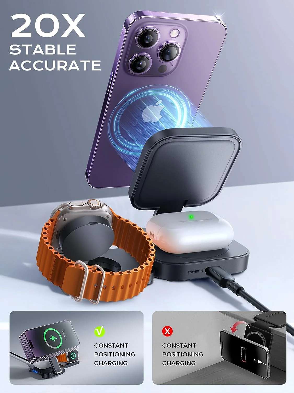 Lisen 3 in 1 Wireless Charging Station - Image 3