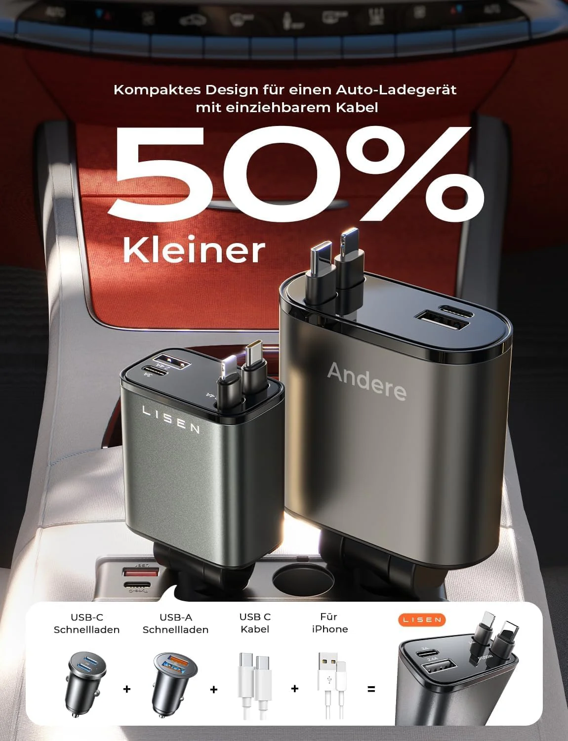 LISEN 4 in 1 Car Charger - Image 4