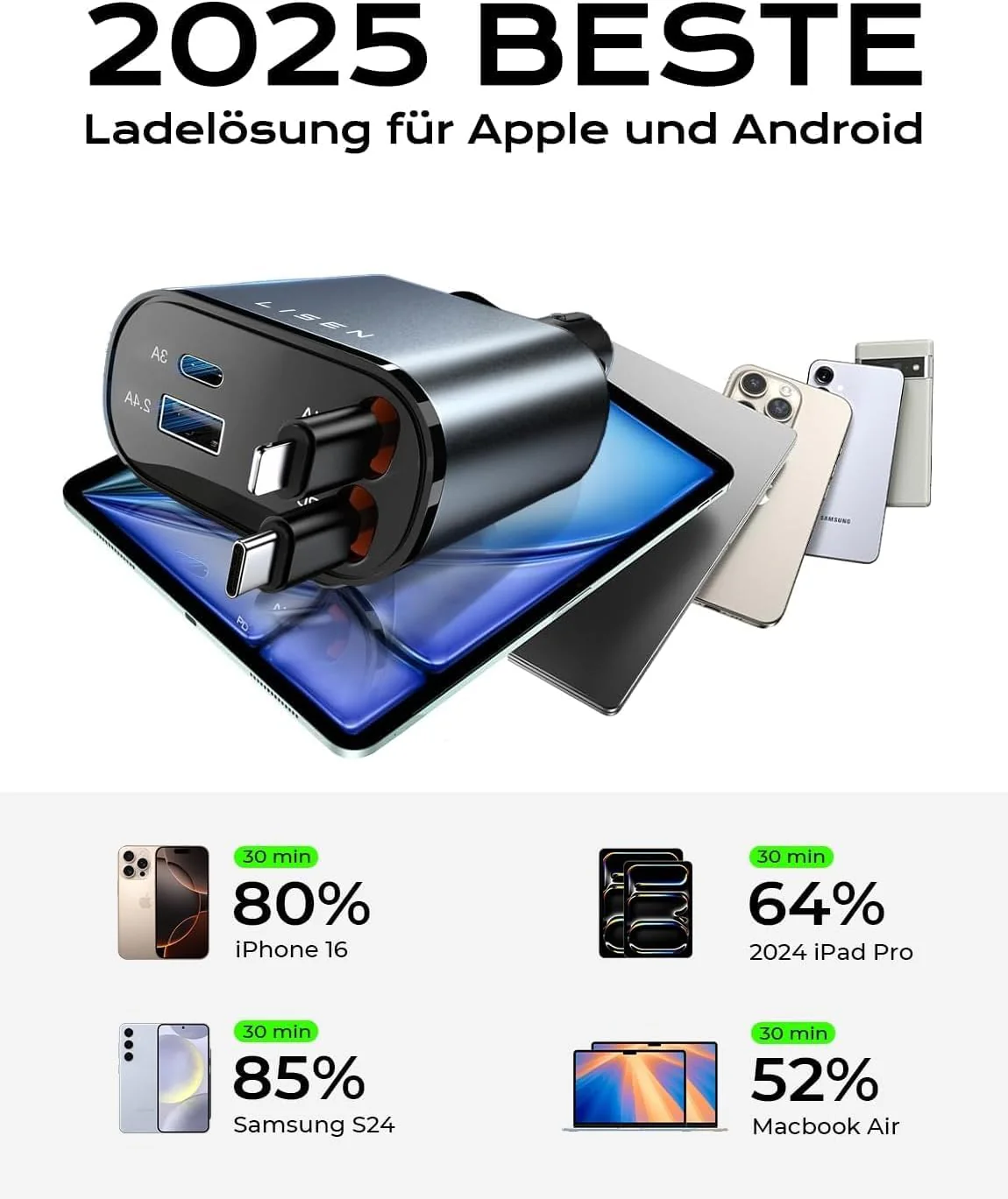 LISEN 4 in 1 Car Charger - Image 6