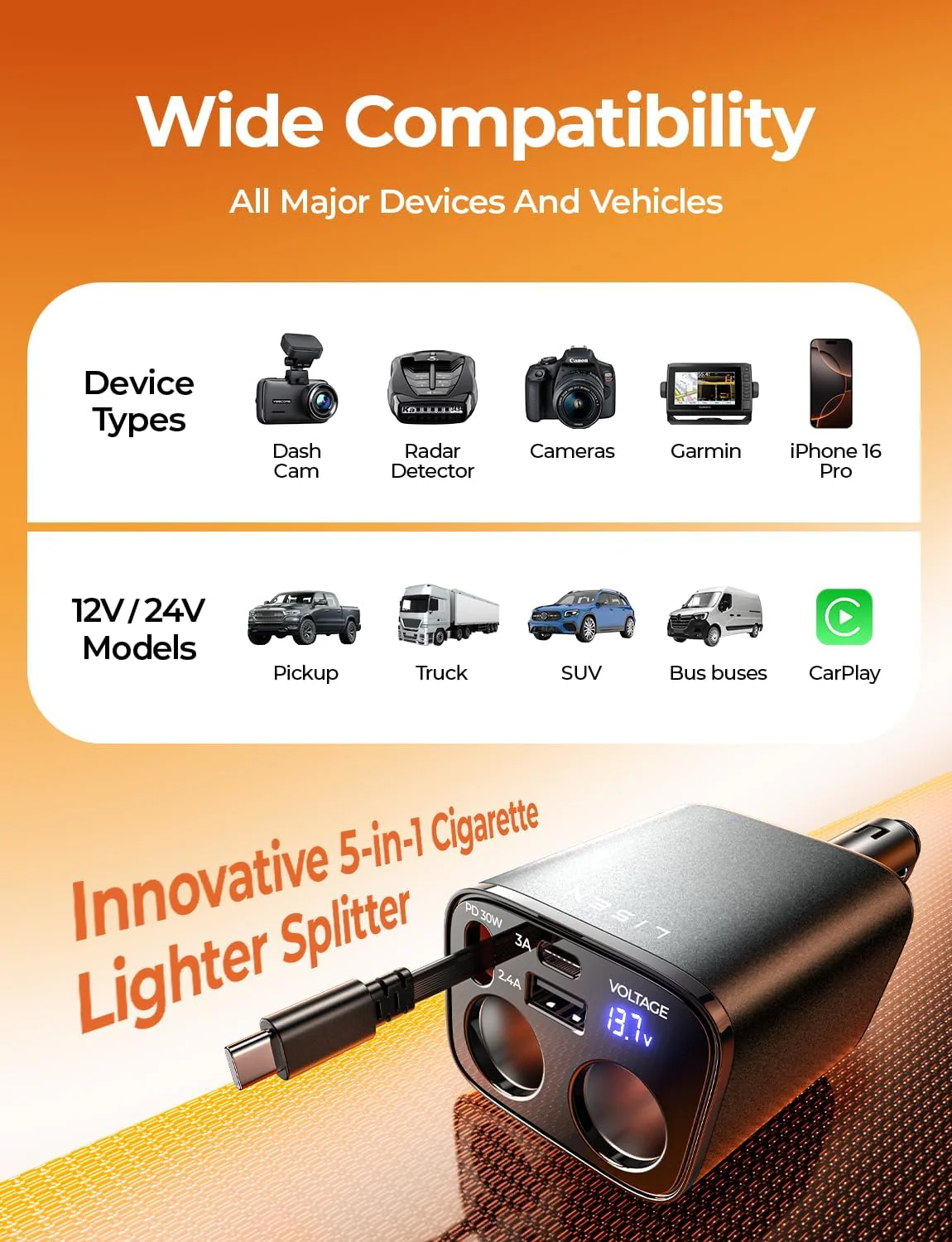 LISEN 5-in-1 Cigarette Lighter Splitter - Image 8