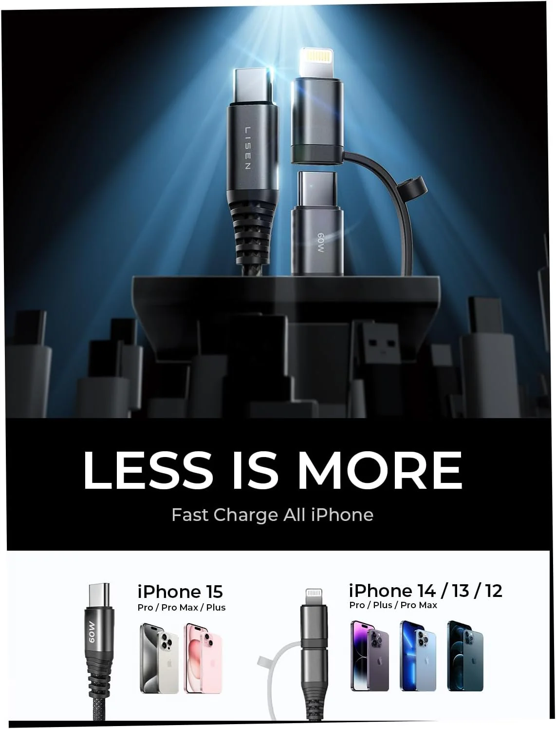 LISEN 54W USB C Car Charger Adapter [Mini & Metal] Cigarette Lighter USB Charger Fast Charging [PD QC 3.0] USBC Car Phone Charger for iPhone 15 Pro Max Plus 14 Samsung Galaxy S24 iPad Pro - Image 8