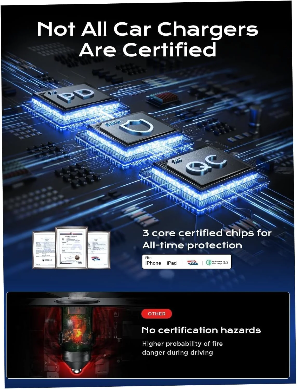 LISEN 54W USB C Car Charger Adapter [Mini & Metal] Cigarette Lighter USB Charger Fast Charging [PD QC 3.0] USBC Car Phone Charger for iPhone 15 Pro Max Plus 14 Samsung Galaxy S24 iPad Pro - Image 9