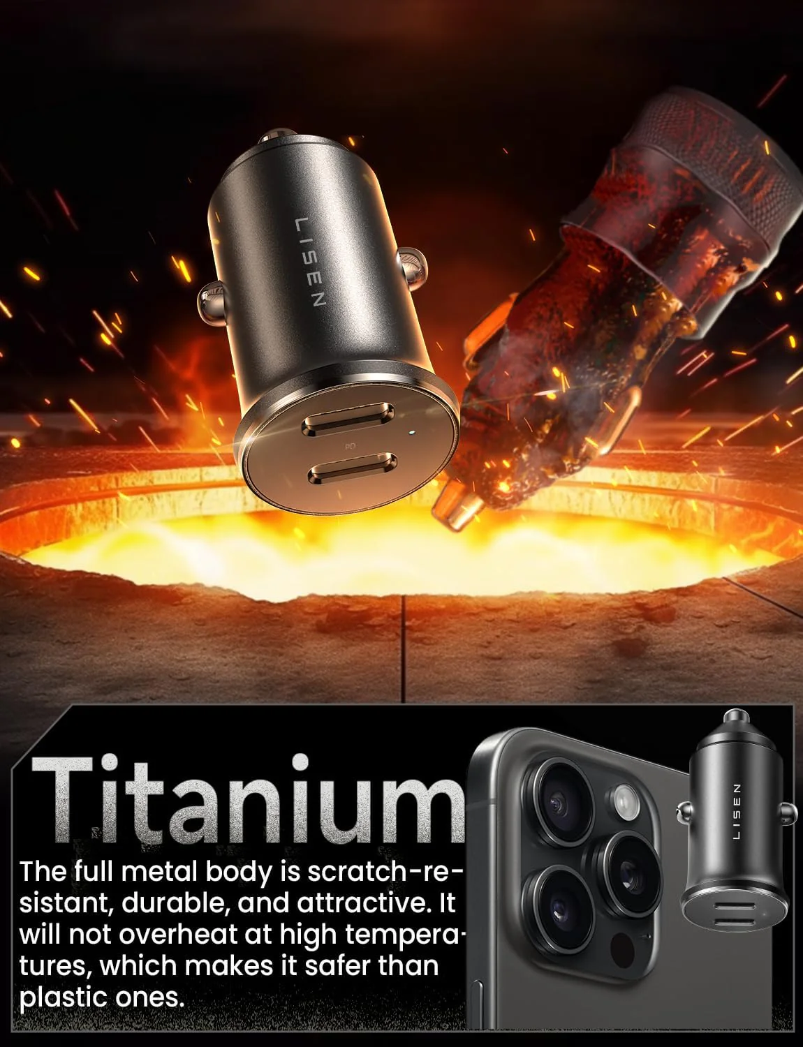 LISEN 90W USB C Car Charger Fast Charging - Image 5