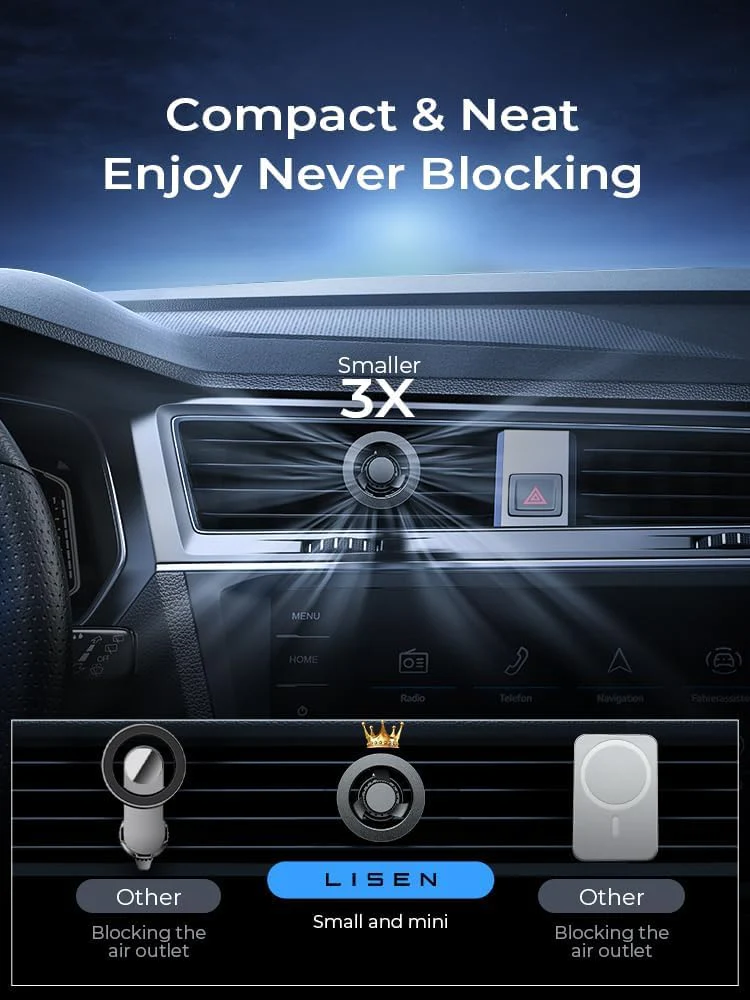 LISEN for MagSafe Car Mount [Swivel Car Phone Vent Mount] Magnetic Phone Holder Car, Hands Free Cell Phone Car Holder for Vehicle Air Vent, Fits for iPhone 15 Pro Max Plus 14 13 12 Mini MagSafe Case - Image 4