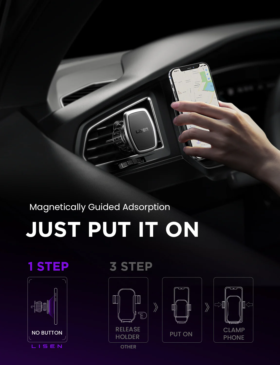 Lisen Magnetic Car Phone Mount - Image 5