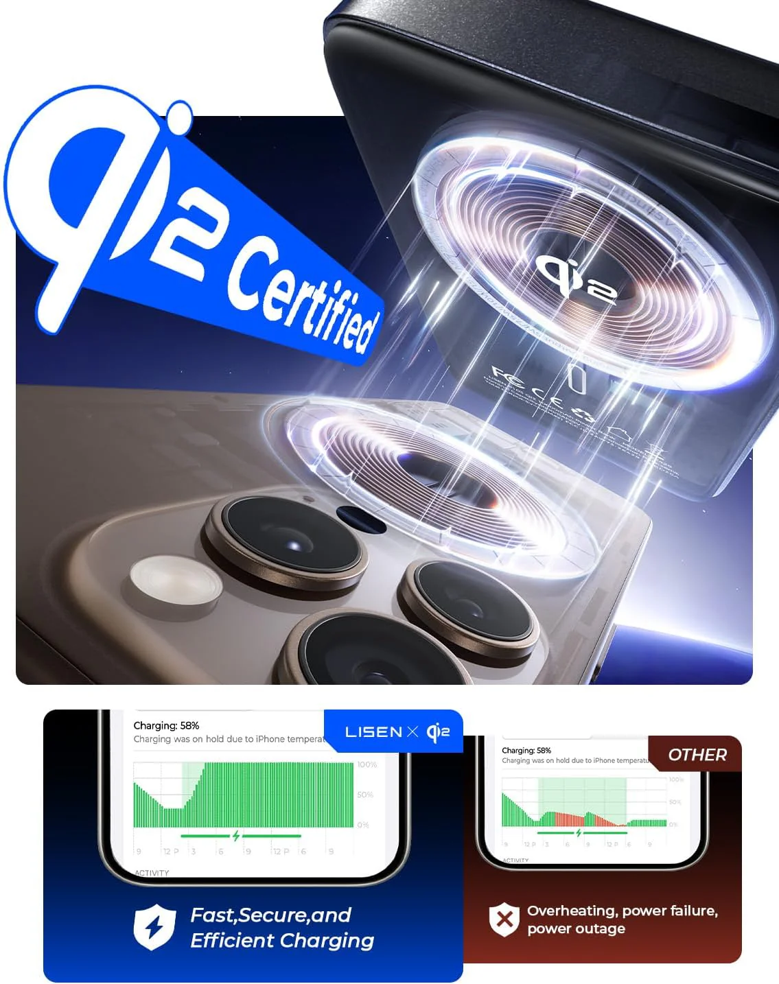 LISEN Qi2 Certified 15W Portable Charger Power Bank - Image 3