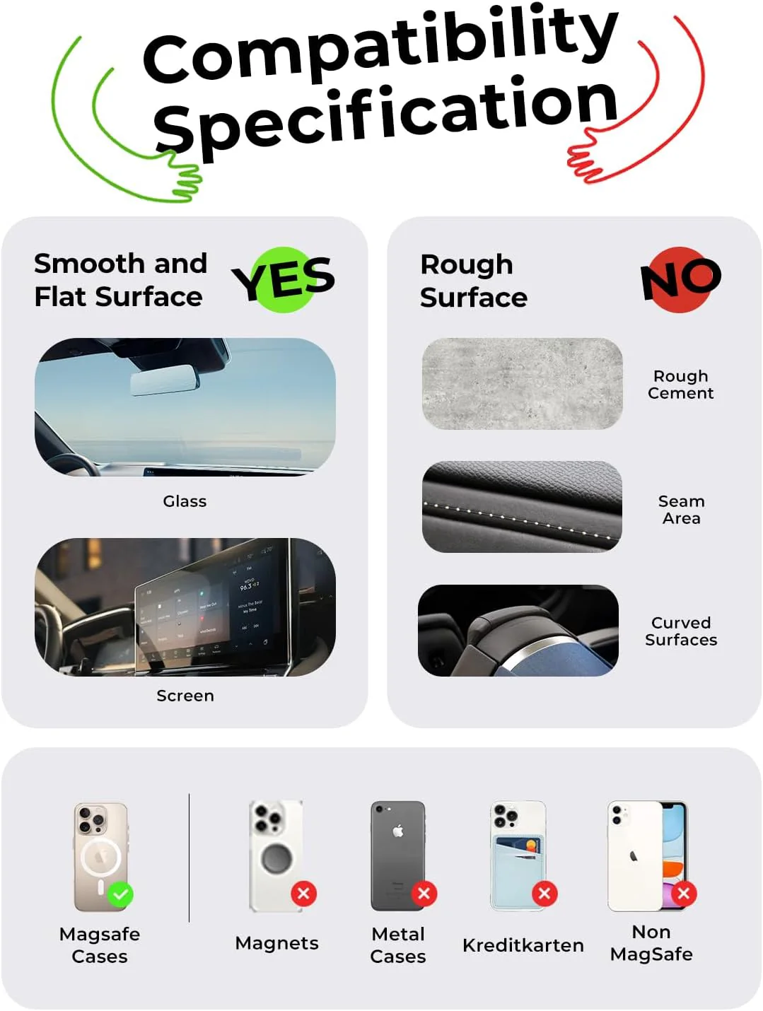 LISEN Suction Cup Phone Mount, Vacuum Magnetic Phone Holder, 360° Adjustable for MagSafe Car Holder - Image 4