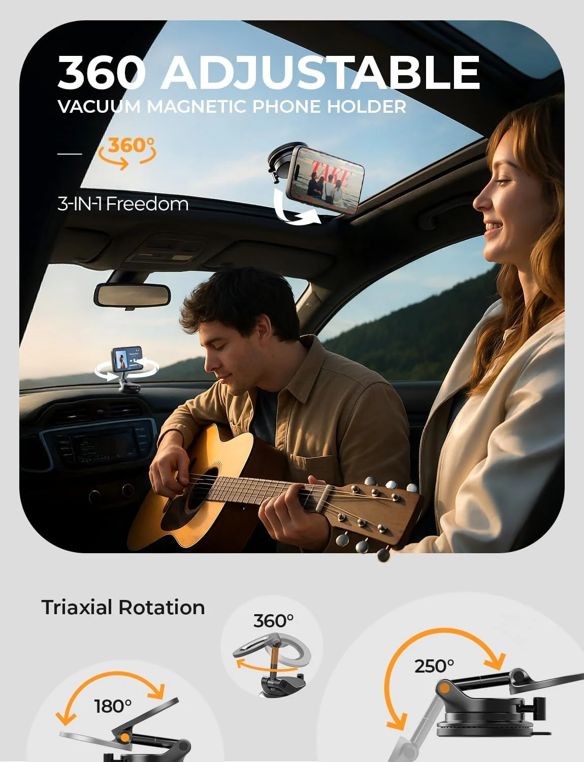 LISEN Suction Cup Phone Mount, Vacuum Magnetic Phone Holder, 360° Adjustable for MagSafe Car Holder - Image 5