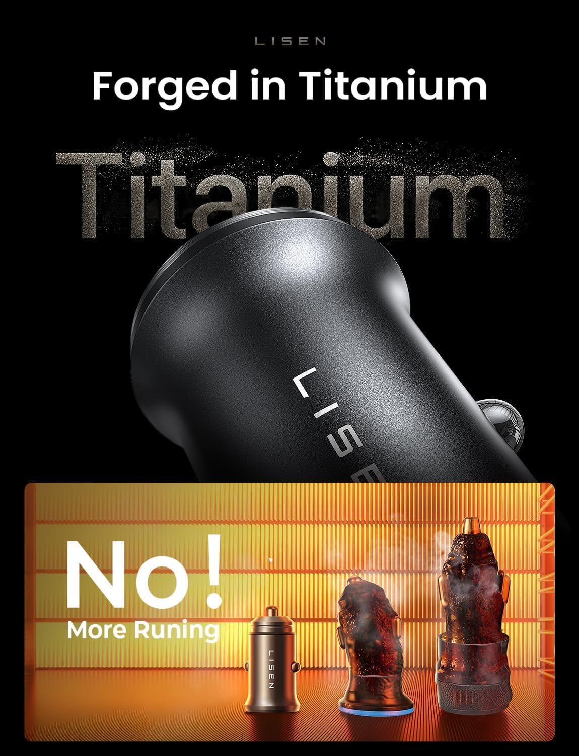 LISEN USB C Car Charger Adapter, 60W Dual Port QC 3.0 Type C Adapter, Car Phone Charger Fast Charge USB C Cigarette Lighter Adapter for iPhone 15 14 13 12 X XS Pro Max Mini, Samsung Galaxy iPad Pro - Image 8