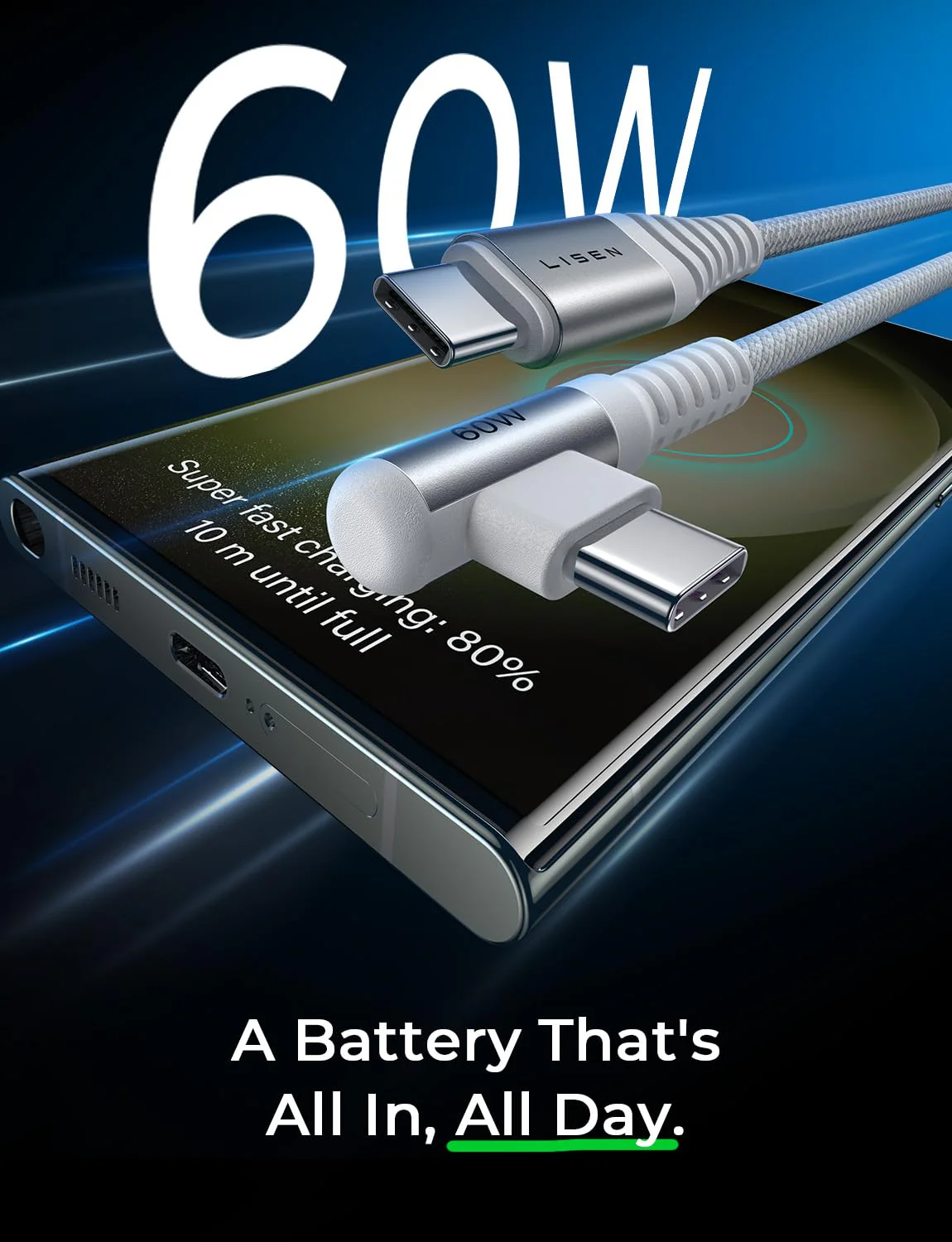 Lisen USB C to C Cable [60W 2-Pack, 6.6FT] - Image 3